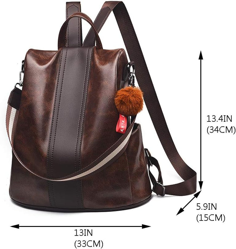 Women Backpack Purse anti Theft Waterproof Detachable Covertible Casual Travel Shoulder Bag (Coffee) Small