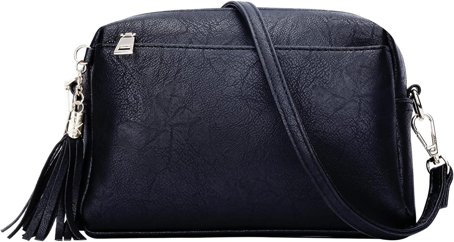 Triple Zip Lightweight Small Crossbody Bags for Women Quilted Shoulder Purses and Handbags