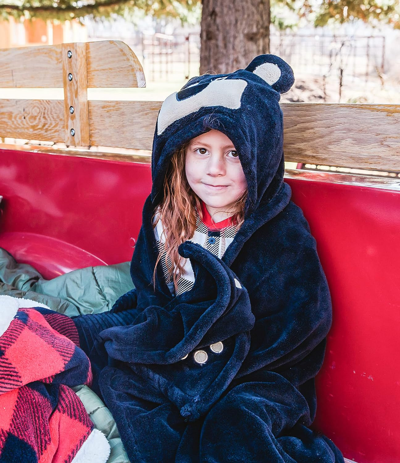 Wearable Hooded Blanket for Kids, Animal Hooded Blanket (Bear Blanket)